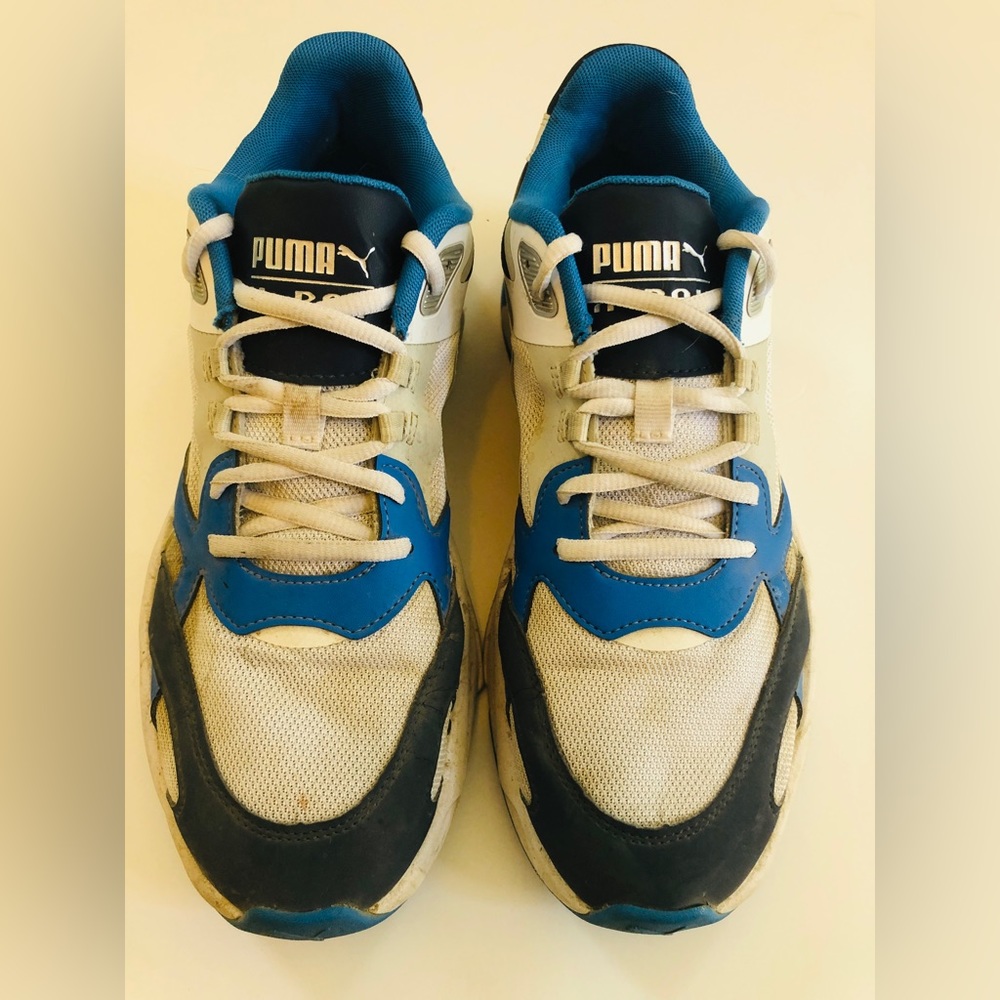 Men’s Puma, Size 9, Blue and White, SEXY and FUN, pretty good condition